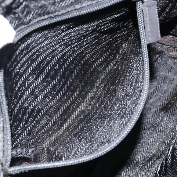 PRADA Hand Bag Nylon Black Silver Auth 130824