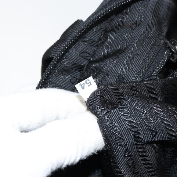 PRADA Hand Bag Nylon Black Silver Auth 130824