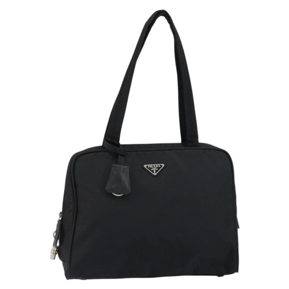 PRADA Hand Bag Nylon Black Silver Auth 130824