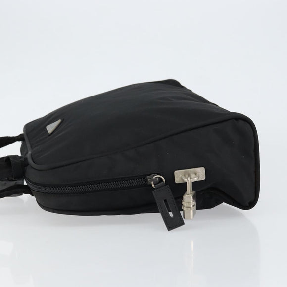 PRADA Hand Bag Nylon Black Silver Auth 130824