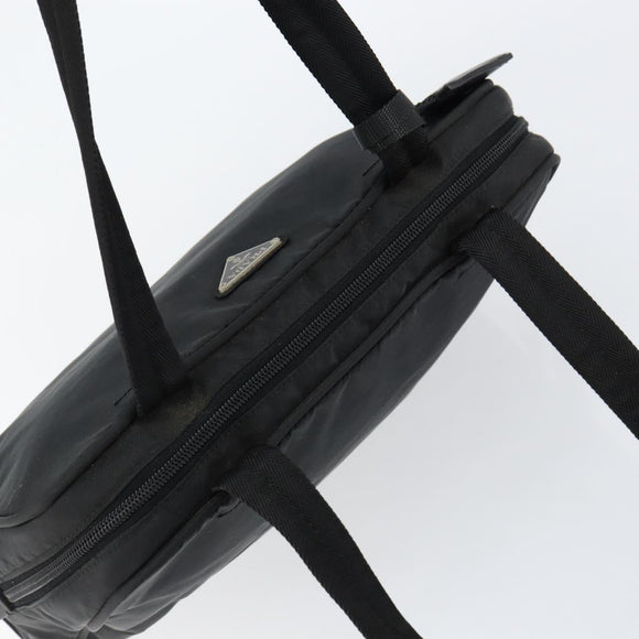 PRADA Hand Bag Nylon Black Silver Auth 130824