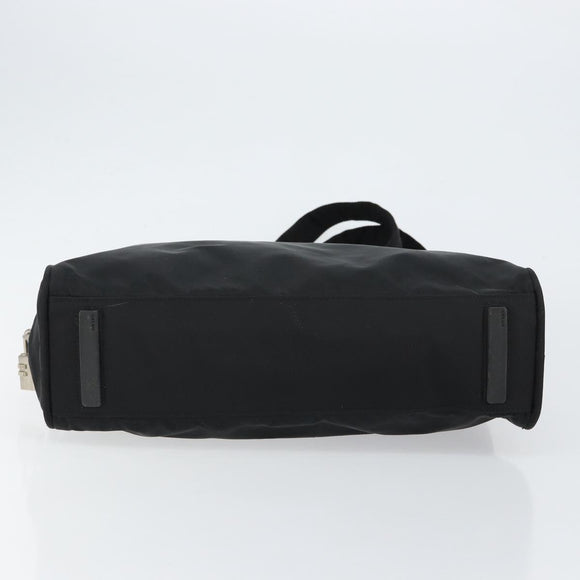 PRADA Hand Bag Nylon Black Silver Auth 130824