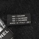 CHANEL Scarf Cashmere Black CC Auth 130826M-16