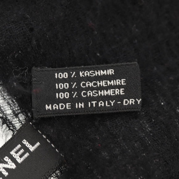 CHANEL Scarf Cashmere Black CC Auth 130826M