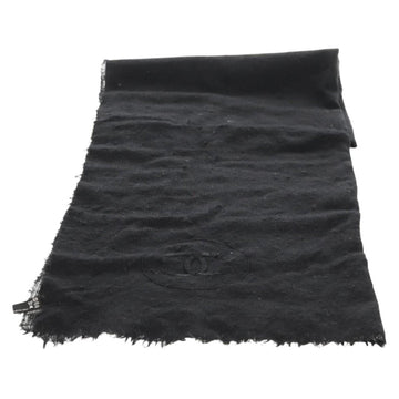 CHANEL Scarf Cashmere Black CC Auth 130826M - 0