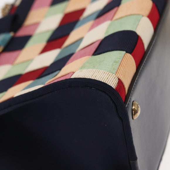 Salvatore Ferragamo Hand Bag Canvas 2way Multicolor Gold Auth 130836V