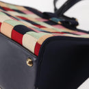 Salvatore Ferragamo Hand Bag Canvas 2way Multicolor Gold Auth 130836V-17