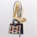 Salvatore Ferragamo Hand Bag Canvas 2way Multicolor Gold Auth 130836V-25