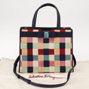 Salvatore Ferragamo Hand Bag Canvas 2way Multicolor Gold Auth 130836V-12