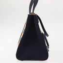 Salvatore Ferragamo Hand Bag Canvas 2way Multicolor Gold Auth 130836V-4