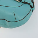 Salvatore Ferragamo Gancini Bag Leather Turquoise Blue Gold Auth 130837V-14