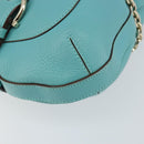 Salvatore Ferragamo Gancini Bag Leather Turquoise Blue Gold Auth 130837V-15