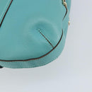 Salvatore Ferragamo Gancini Bag Leather Turquoise Blue Gold Auth 130837V-17
