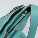 Salvatore Ferragamo Gancini Bag Leather Turquoise Blue Gold Auth 130837V-19