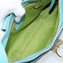 Salvatore Ferragamo Gancini Bag Leather Turquoise Blue Gold Auth 130837V-10