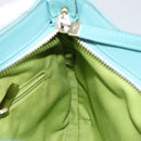 Salvatore Ferragamo Gancini Bag Leather Turquoise Blue Gold Auth 130837V-20