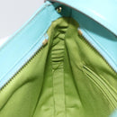 Salvatore Ferragamo Gancini Bag Leather Turquoise Blue Gold Auth 130837V-21