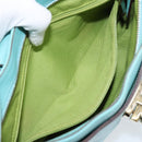 Salvatore Ferragamo Gancini Bag Leather Turquoise Blue Gold Auth 130837V-22