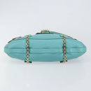 Salvatore Ferragamo Gancini Bag Leather Turquoise Blue Gold Auth 130837V-5