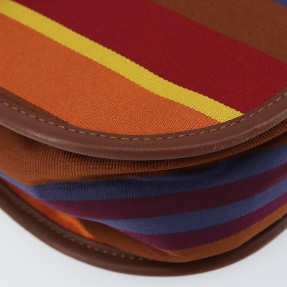 CELINE Shoulder Bag Canvas Multicolor Gold Auth 130839V