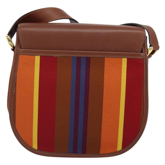 CELINE Shoulder Bag Canvas Multicolor Gold Auth 130839V