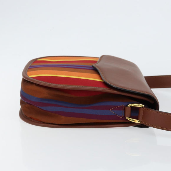 CELINE Shoulder Bag Canvas Multicolor Gold Auth 130839V