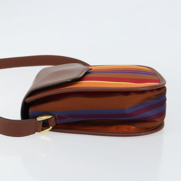 CELINE Shoulder Bag Canvas Multicolor Gold Auth 130839V