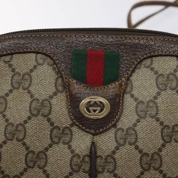 GUCCI GG Supreme Web Sherry Line Shoulder Bag PVC Beige 904 02 047 Auth 130857