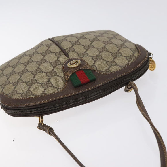 GUCCI GG Supreme Web Sherry Line Shoulder Bag PVC Beige 904 02 047 Auth 130857