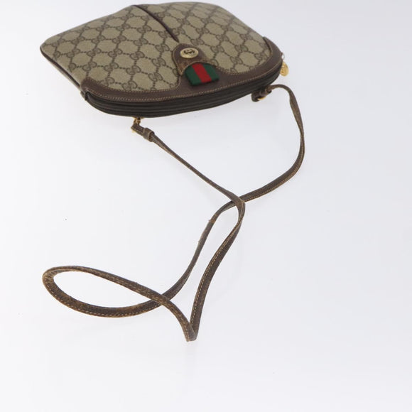 GUCCI GG Supreme Web Sherry Line Shoulder Bag PVC Beige 904 02 047 Auth 130857