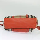BURBERRY Nova Check Hand Bag Canvas 2way Beige Orange gold Auth 130859-11