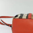BURBERRY Nova Check Hand Bag Canvas 2way Beige Orange gold Auth 130859-12