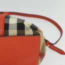 BURBERRY Nova Check Hand Bag Canvas 2way Beige Orange gold Auth 130859-13