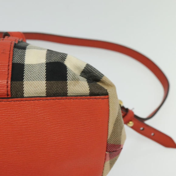BURBERRY Nova Check Hand Bag Canvas 2way Beige Orange gold Auth 130859