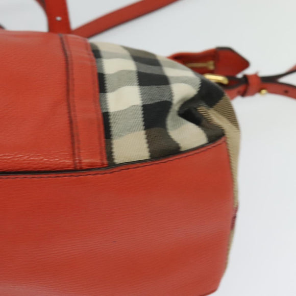 BURBERRY Nova Check Hand Bag Canvas 2way Beige Orange gold Auth 130859