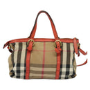 BURBERRY Nova Check Hand Bag Canvas 2way Beige Orange gold Auth 130859-2