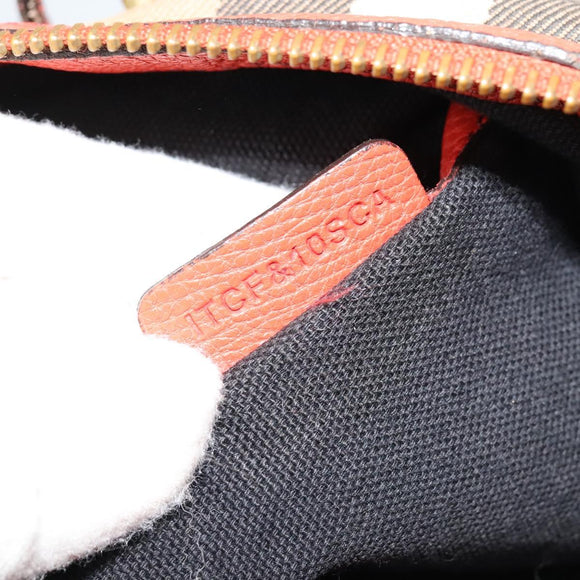 BURBERRY Nova Check Hand Bag Canvas 2way Beige Orange gold Auth 130859