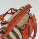 BURBERRY Nova Check Hand Bag Canvas 2way Beige Orange gold Auth 130859-6