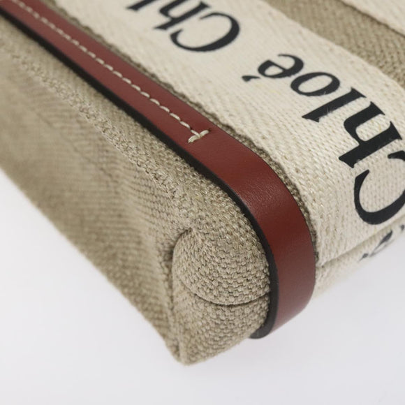 Chloe Woody Hand Bag Canvas 2way Ivory Auth 130865AM