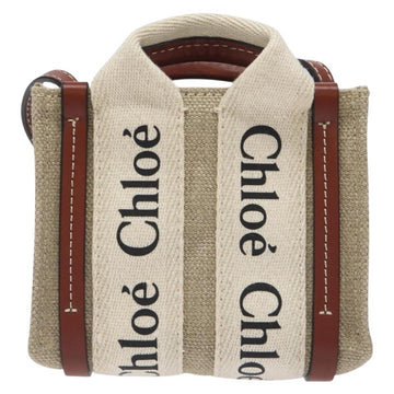 Chloe Woody Hand Bag Canvas 2way Ivory Auth 130865AM - 0