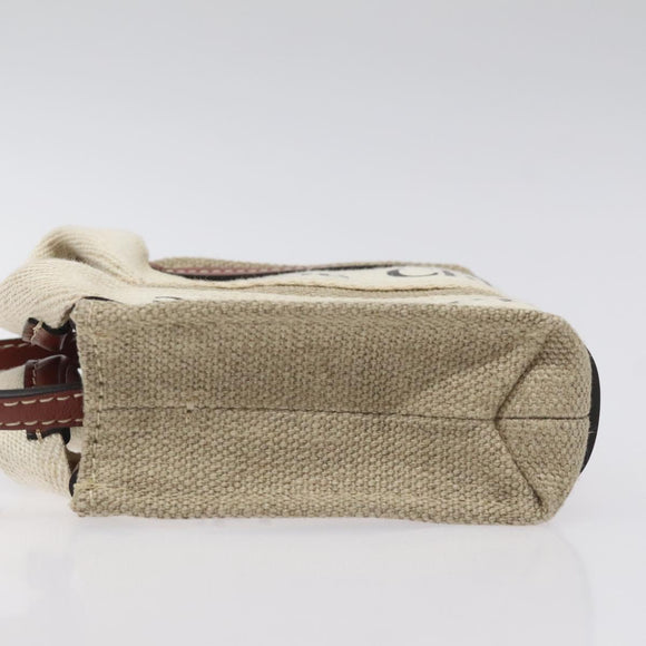 Chloe Woody Hand Bag Canvas 2way Ivory Auth 130865AM