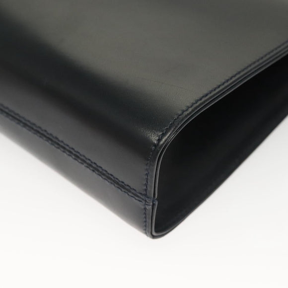 Salvatore Ferragamo Gancini Chain Shoulder Bag Leather Black Gold Auth 130866