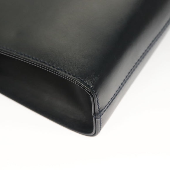 Salvatore Ferragamo Gancini Chain Shoulder Bag Leather Black Gold Auth 130866