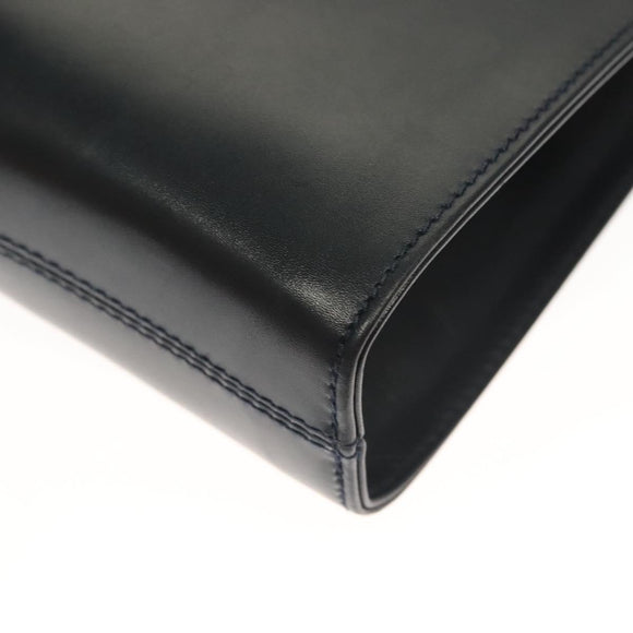 Salvatore Ferragamo Gancini Chain Shoulder Bag Leather Black Gold Auth 130866