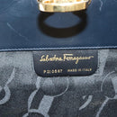 Salvatore Ferragamo Gancini Chain Shoulder Bag Leather Black Gold Auth 130866-15