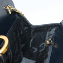 Salvatore Ferragamo Gancini Chain Shoulder Bag Leather Black Gold Auth 130866-17