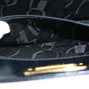 Salvatore Ferragamo Gancini Chain Shoulder Bag Leather Black Gold Auth 130866-20