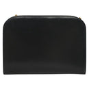 Salvatore Ferragamo Gancini Chain Shoulder Bag Leather Black Gold Auth 130866-3