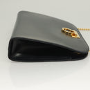 Salvatore Ferragamo Gancini Chain Shoulder Bag Leather Black Gold Auth 130866-4