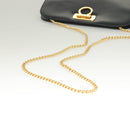 Salvatore Ferragamo Gancini Chain Shoulder Bag Leather Black Gold Auth 130866-7
